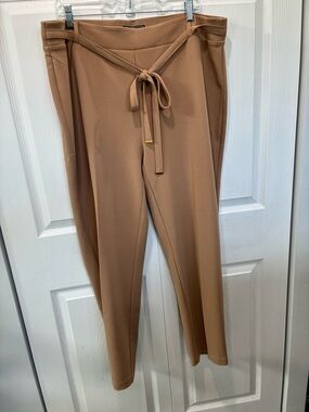 Tie-Waist Ponte Trousers in Camel